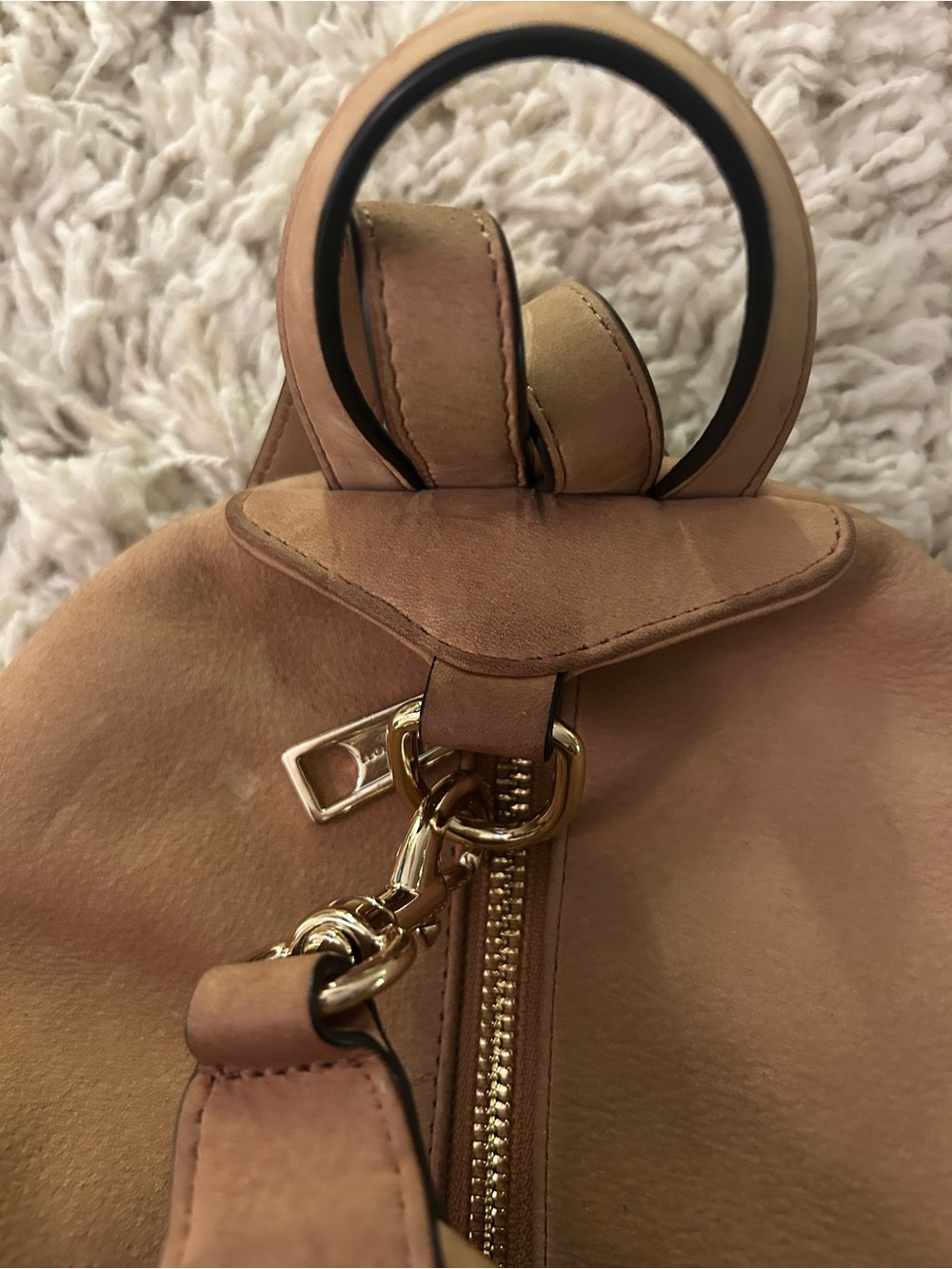 Leather Drawstring Backpack - Tan - Picture 4 of 8